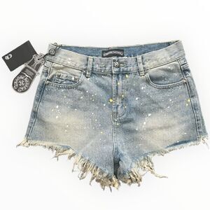 Women Jean DISTRESSED FRAYED SHORTS size M 000157